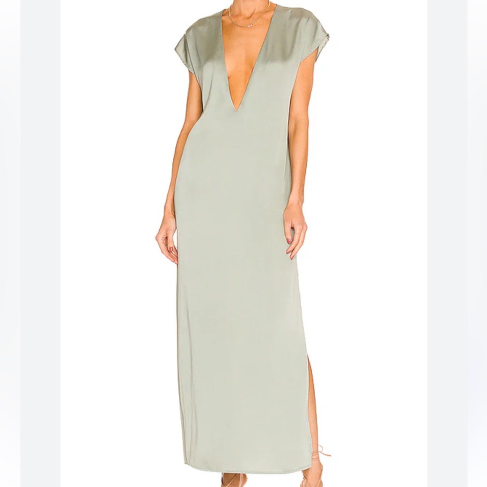 LBLC the Label Cautilina Soft Green V-Neck Midi Dress NWT Size Large